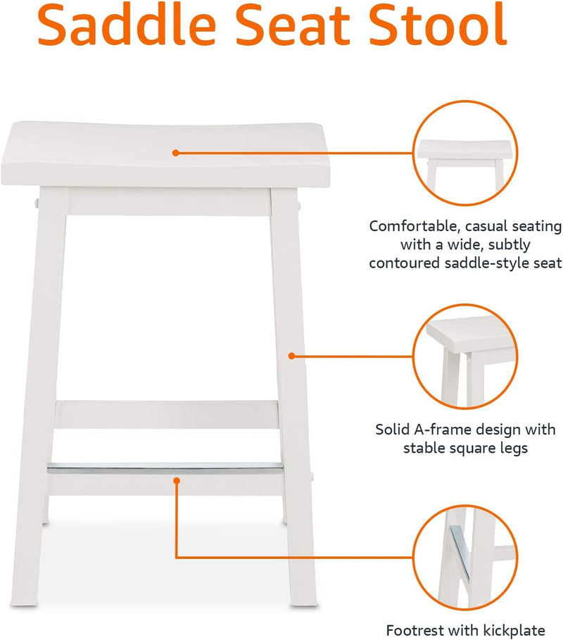Solid Wood Kitchen Counter Short Bar Stool Dining (Set of 2)