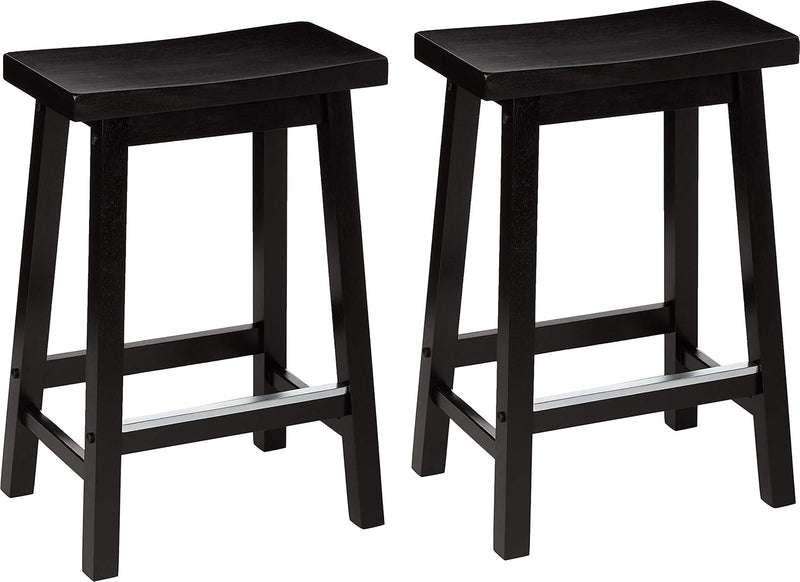 Solid Wood Kitchen Counter Short Bar Stool Dining (Set of 2)