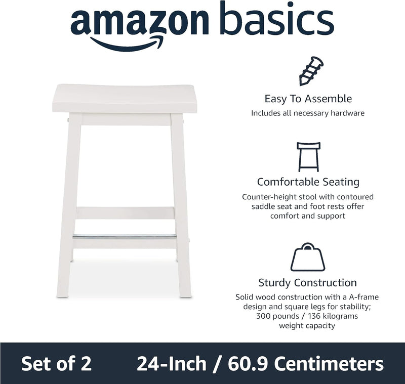 Solid Wood Kitchen Counter Short Bar Stool Dining (Set of 2)