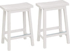 Solid Wood Kitchen Counter Short Bar Stool Dining (Set of 2)