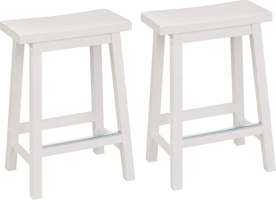 Solid Wood Kitchen Counter Short Bar Stool Dining (Set of 2)