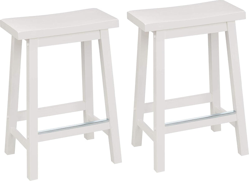 Solid Wood Kitchen Counter Short Bar Stool Dining (Set of 2)