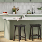 Solid Wood Kitchen Counter Short Bar Stool Dining (Set of 2)