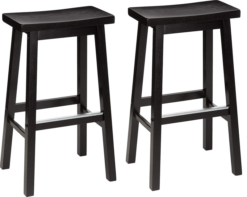 Solid Wood Kitchen Counter Short Bar Stool Dining (Set of 2)