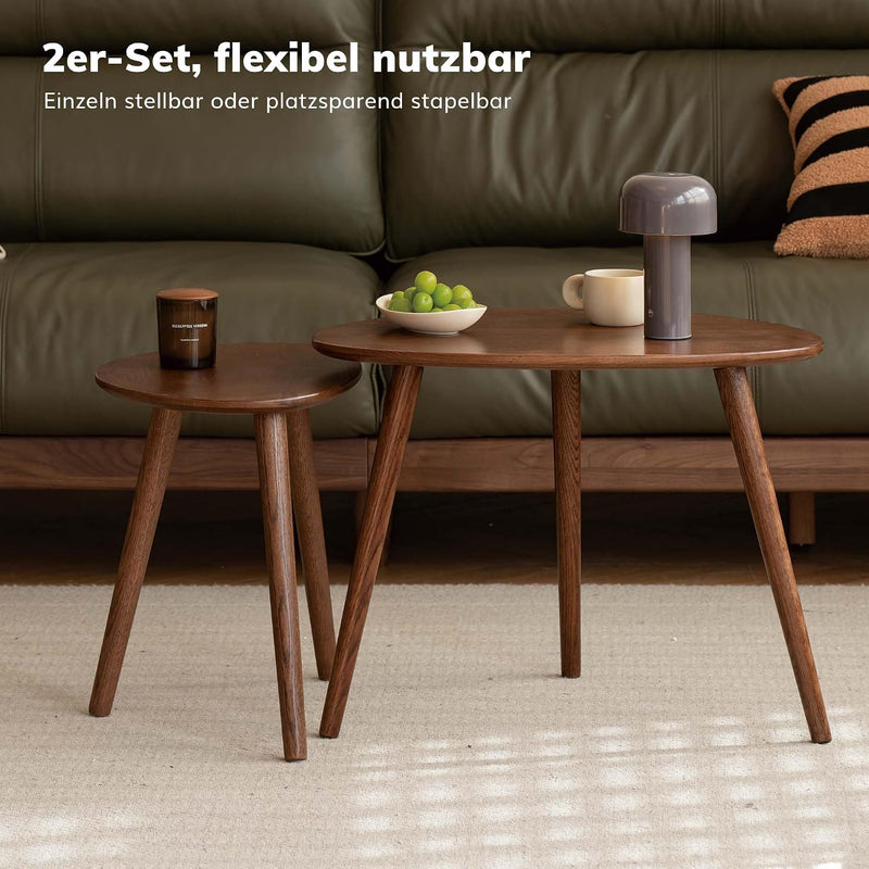 Solid Wood Nesting Table Modern Oval Coffee