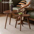 Solid Wood Nesting Table Modern Oval Coffee
