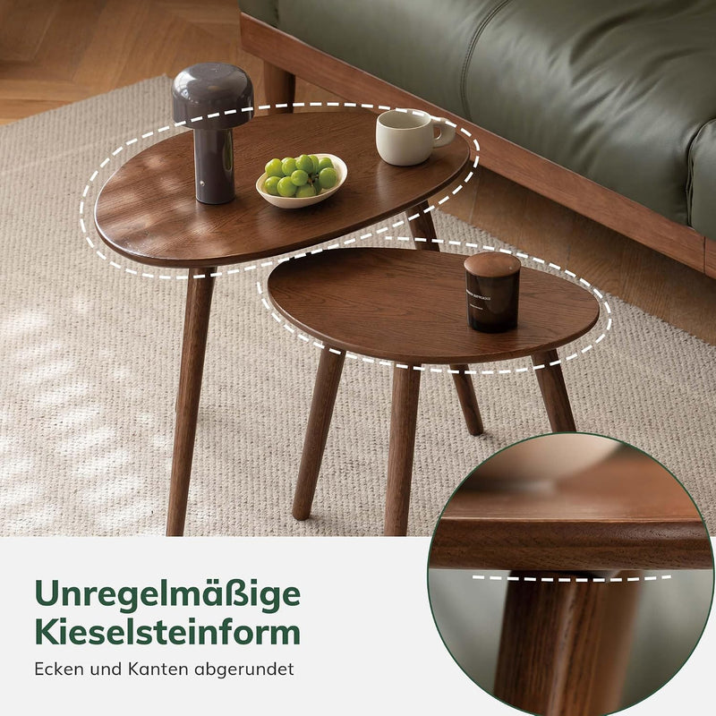 Solid Wood Nesting Table Modern Oval Coffee