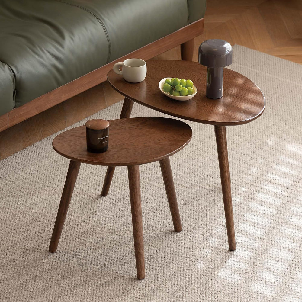 Solid Wood Nesting Table Modern Oval Coffee