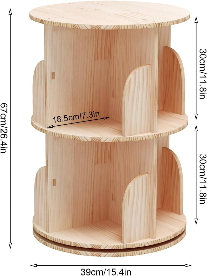 Solid Wood Rotating Bookcase Corner Storage