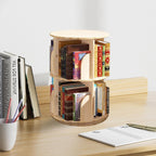 Solid Wood Rotating Bookcase Corner Storage