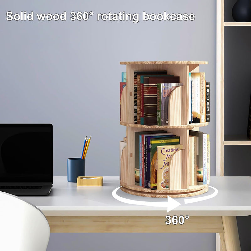 Solid Wood Rotating Bookcase Corner Storage