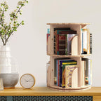 Solid Wood Rotating Bookcase Corner Storage