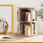 Solid Wood Rotating Bookcase Corner Storage