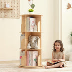 Solid Wood Rotating Bookshelf 3 Tier Children's