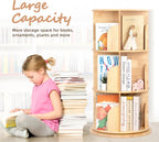 Solid Wood Rotating Bookshelf 3 Tier Children's