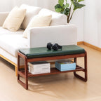 Solid Wood Shoe Bench 2-Tier Wooden Storage Entryway