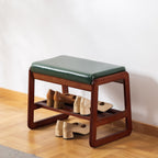 Solid Wood Shoe Bench 2-Tier Wooden Storage Entryway