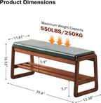 Solid Wood Shoe Bench 2-Tier Wooden Storage Entryway