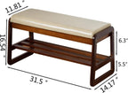 Solid Wood Shoe Bench 2-Tier Wooden Storage Entryway