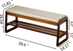 Solid Wood Shoe Bench 2-Tier Wooden Storage Entryway