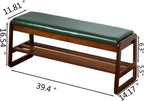 Solid Wood Shoe Bench 2-Tier Wooden Storage Entryway