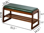 Solid Wood Shoe Bench 2-Tier Wooden Storage Entryway
