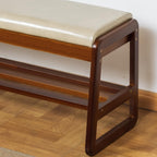Solid Wood Shoe Bench 2-Tier Wooden Storage Entryway