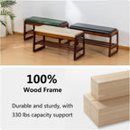 Solid Wood Shoe Bench 2-Tier Wooden Storage Entryway