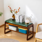 Solid Wood Shoe Bench 2-Tier Wooden Storage Entryway