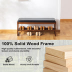 Solid Wood Shoe Bench 2-Tier Wooden Storage Entryway