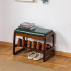 Solid Wood Shoe Bench 2-Tier Wooden Storage Entryway