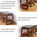 Solid Wood Shoe Bench 2-Tier Wooden Storage Entryway