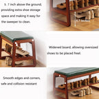 Solid Wood Shoe Bench 2-Tier Wooden Storage Entryway