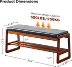 Solid Wood Shoe Bench 2-Tier Wooden Storage Entryway