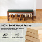 Solid Wood Shoe Bench 2-Tier Wooden Storage Entryway