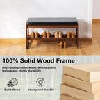 Solid Wood Shoe Bench 2-Tier Wooden Storage Entryway