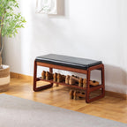 Solid Wood Shoe Bench 2-Tier Wooden Storage Entryway