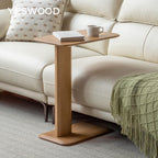 Solid Wood Side Table C-Shaped Bedside Narrow End