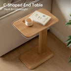 Solid Wood Side Table C-Shaped Bedside Narrow End
