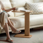 Solid Wood Side Table C-Shaped Bedside Narrow End