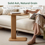 Solid Wood Side Table C-Shaped Bedside Narrow End