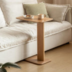Solid Wood Side Table C-Shaped Bedside Narrow End