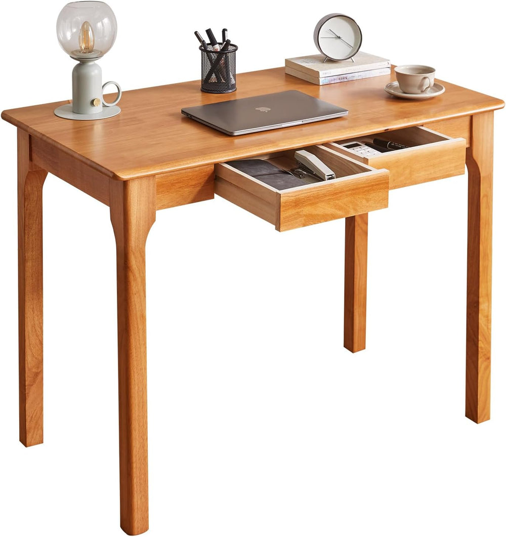 Solid Wooden Desk with 2 Drawers 39" Wood