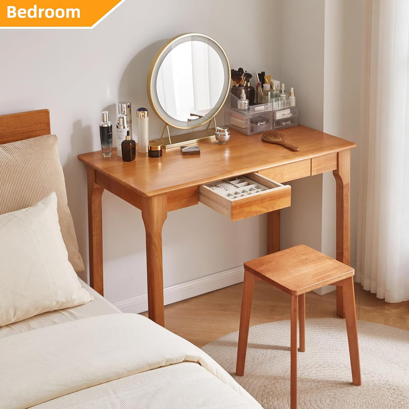 Solid Wooden Desk with 2 Drawers 39" Wood