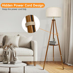 Solid Wooden Tripod Floor Lamp Bulb Included Standing