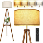 Solid Wooden Tripod Floor Lamp Bulb Included Standing