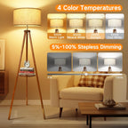 Solid Wooden Tripod Floor Lamp Bulb Included Standing