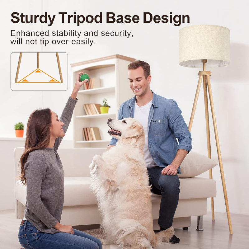 Solid Wooden Tripod Floor Lamp Bulb Included Standing