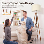 Solid Wooden Tripod Floor Lamp Bulb Included Standing