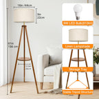 Solid Wooden Tripod Floor Lamp Bulb Included Standing